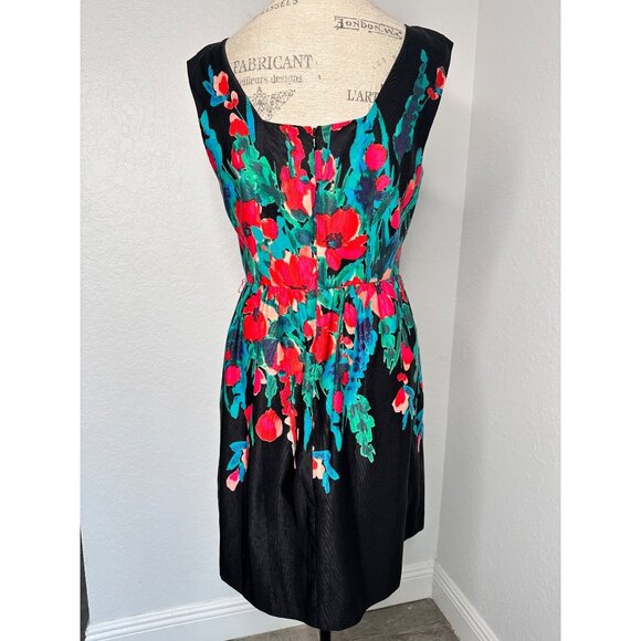 NWOT Eliza J Women's Black Floral Fit & Flare Sleeveless Dress  Size 10P - Picture 2 of 4